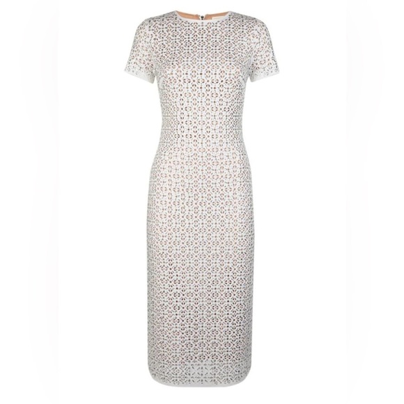 NWT Michael Kors Embellished Laser Cut Scuba Dress Rhinestone Sparkle Sz M - Picture 3 of 14